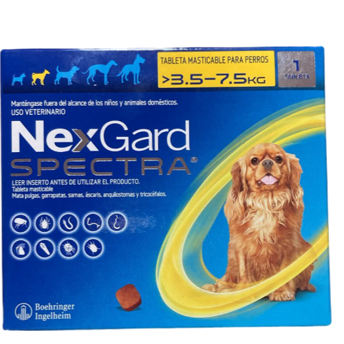 NEXGARD SPECTRA S 3.5 - 7.5 KG. AMARILLO