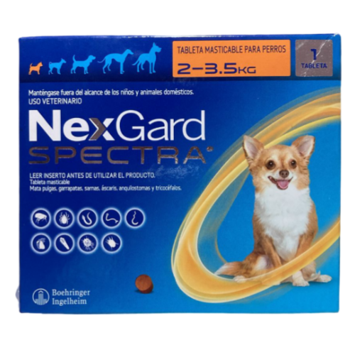 NEXGARD SPECTRA  XS 2 - 3 . 5 KG. NARANJA