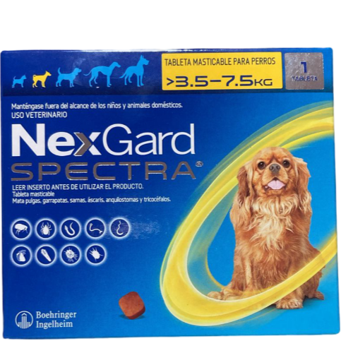 NEXGARD SPECTRA  S 3.5 - 7.5 KG. AMARILLO