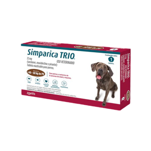 SIMPARICA TRIO CAJA X1 TAB (40- 60KG) CAFE