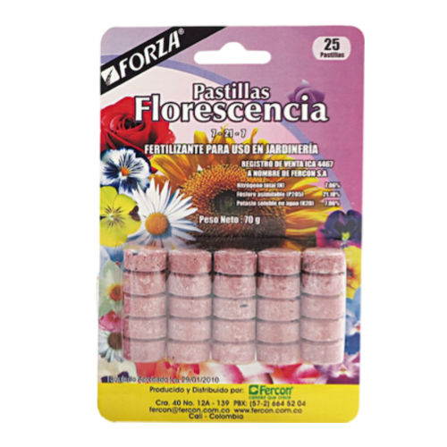 FORZA PASTILLA FLORES  rosada X 25