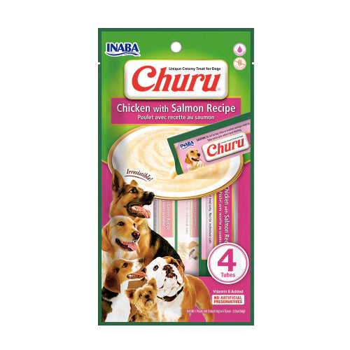 CHURU DOG CHIKEN WITH SALMON RECIPE BOLSA X 4 UNID verde/rosado