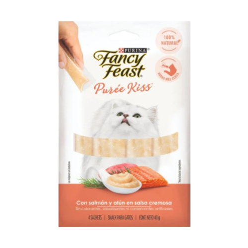 FANCY FEAST KISS CON SALMON Y ATUN EN SALSA CREMOSA X 4 UND