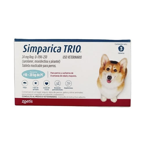 SIMPARICA TRIO CAJA X1 TAB (10- 20KG) AZUL